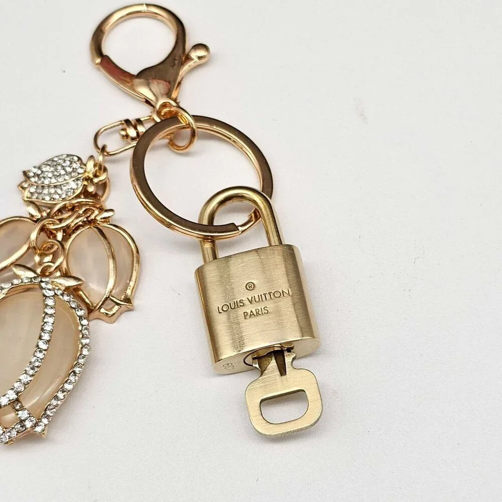 Louis Vuitton Gold Padlock 🔑 Authentic LV Unbranded Flower Keychain Bag Charm